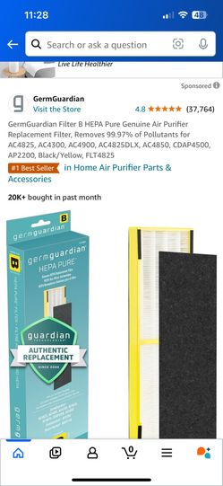 GermGuardian Filter B HEPA Pure Genuine Air Purifier Replacement Filter