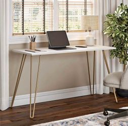 Home Owen Writing Desk, White & Gold