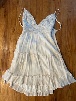 Women's White lace dress with tie back size small