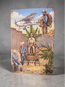Jesus Malverde Metal Sign