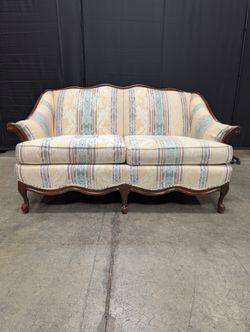 Cochrane Furniture Company Loveseat Sofa with Carved Wood Frame