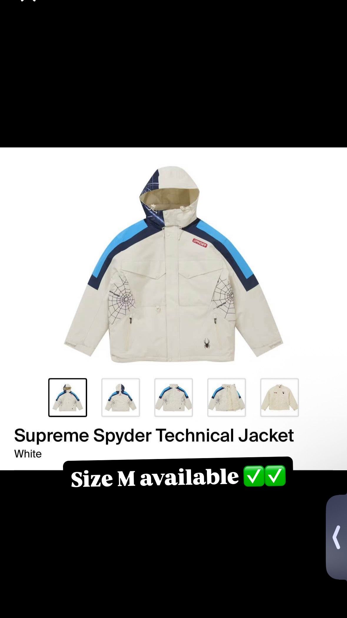 Size M Supreme Spyder Technical Jacket White