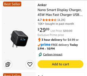 Anker nano charger (45w smart display)