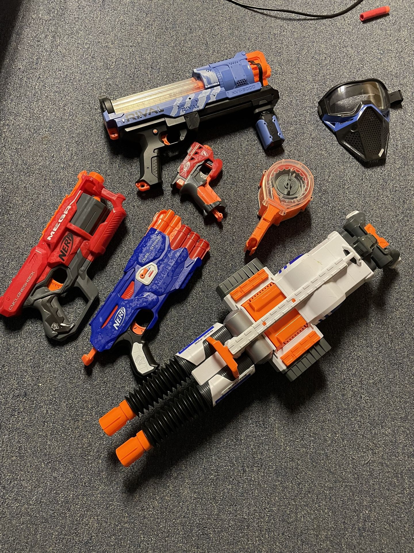 Nerf Guns, with drum magazine and mask (Rival, Mega, Rino)