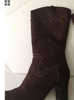 Suede brown heeled boots size 9