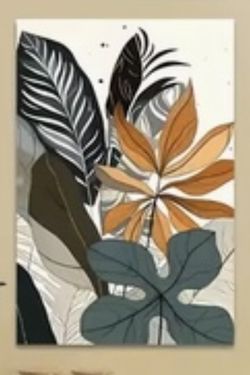 Tropical Floral Canvas Artwork. Framed in a Wooden Frame with White Mat. 24 × 36