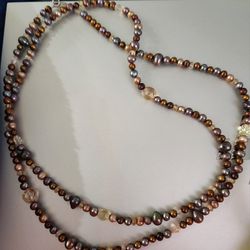 Sterling Silver Brown Beaded Necklace NEW!