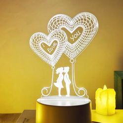 Kiss Under Heart Balloons 3d Lamp 🔥💕❤️