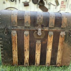 19th Century Beautiful Ornate Domed Steamer Trunk