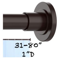 Bronze Shower Curtain Rod 31 to 80 Inch,1 Inch Diameter Adjustable Spring Tension Stainless Steel Telescoping Rod,Easy Install,No Rust