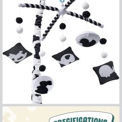 EVERLOVE Montessori Mobile Baby for Crib (TINITIGIES) - Digital Music Box with 12 lullabies & 3 Modes (Rotating only, Music only, or Both) - Black and