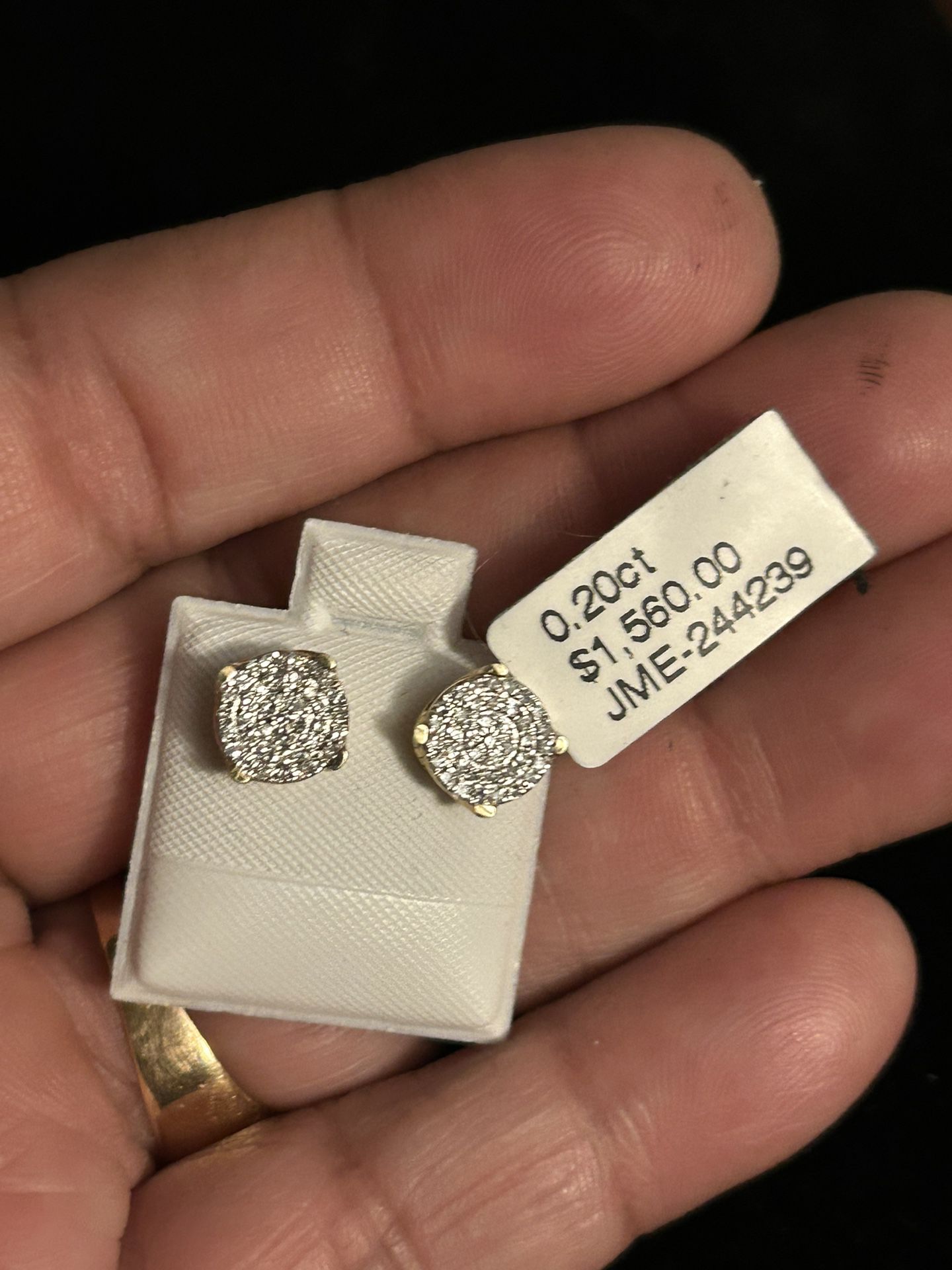 Diamond Earrings Flower Cluster , Diamantes Reales 0.20ct