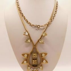 Stella And Dot Soleil Runaway Opaline Rhinestone Gold Toned Snake Design Chain 