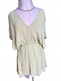 Roxy Women’s Light Green V-Neck Dress Elastic Waist Size S