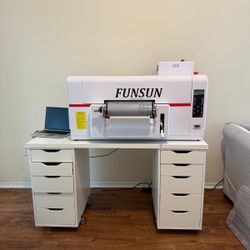 Funsun UV DTF Label Printer, 30cm Roll, with 2 XP600 Printheads, HP Computer with Software Installed, Desktop, and Ink Cartridge with 6 New Colors