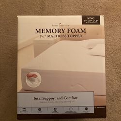 King Size Bed Memory Foam 1 1/2” Mattress Topper