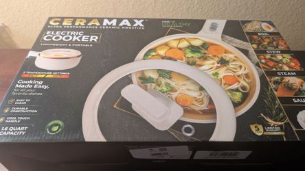 CERAMAX PRO 1.5L Electric Hot Pot with Lid & Steamer