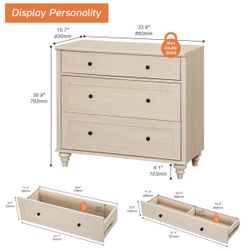 Scarlett Nightstand For Bedroom With 3 Drawers, Mid Century Modern Wooden Closet Storage Organizer