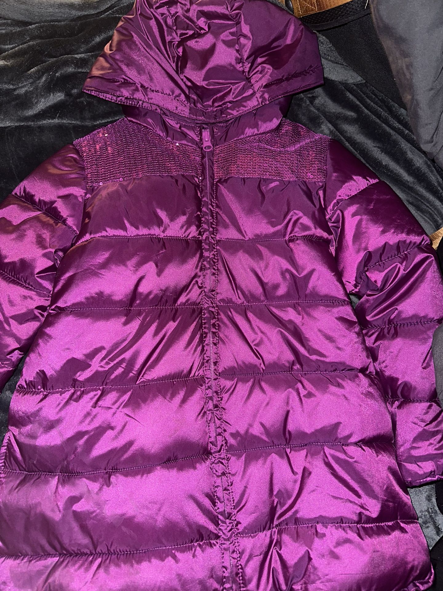 Crazy 8 Girls Purple Hooded Puffer Jacket Size 7/8