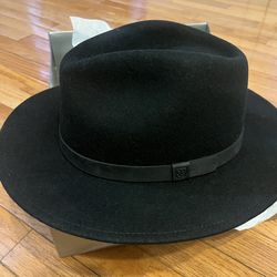 Brixton black wool leather band fedora hat   M 7 1/4
