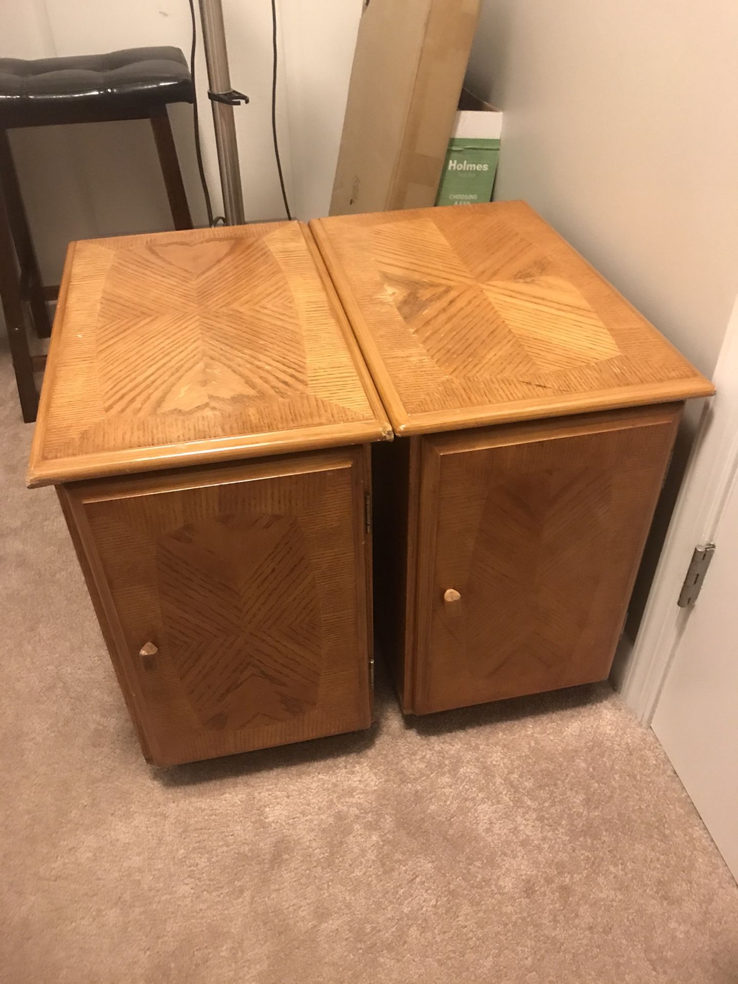 SET OF TWO Matching wooden end tables / cabinets