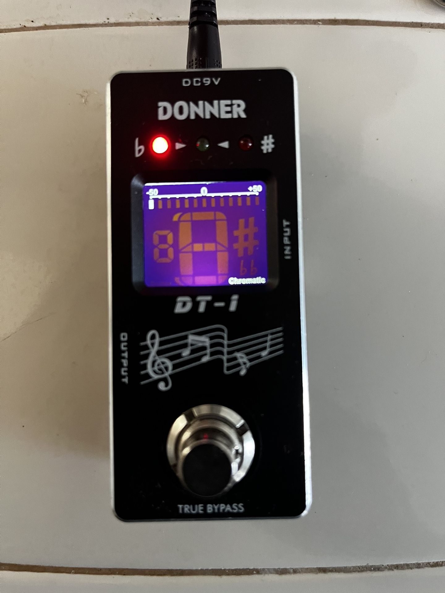 Donner Tuner Pedal, Dt-1 Chromatic Guitar Tuner Pedal with Pitch Indicator for Electric Guitar and Bass True Bypass
