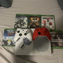 Xbox One S With 5 Games And Two Controllers
