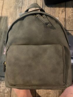 Olive Green Faux Leather Mini Backpack
