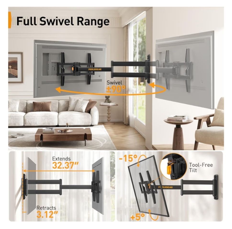 Perlegear Corner Full Motion Tv Mount