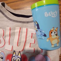 Bluey Shirt And glass 