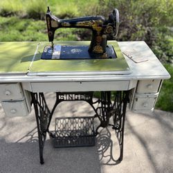 Vintage Singer Sewing Machine in table