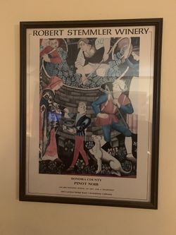 Classic French Framed Winery Print 25.25” x 19.25”
