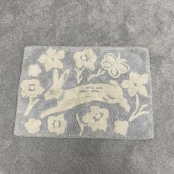 Threshold Bunny Rabbit Blue and White Bath Rug 17in x 24in