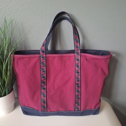 L.L. Bean Vintage Canvas Tote Bag Pink And Navy