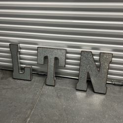 gray tin farmhouse letters