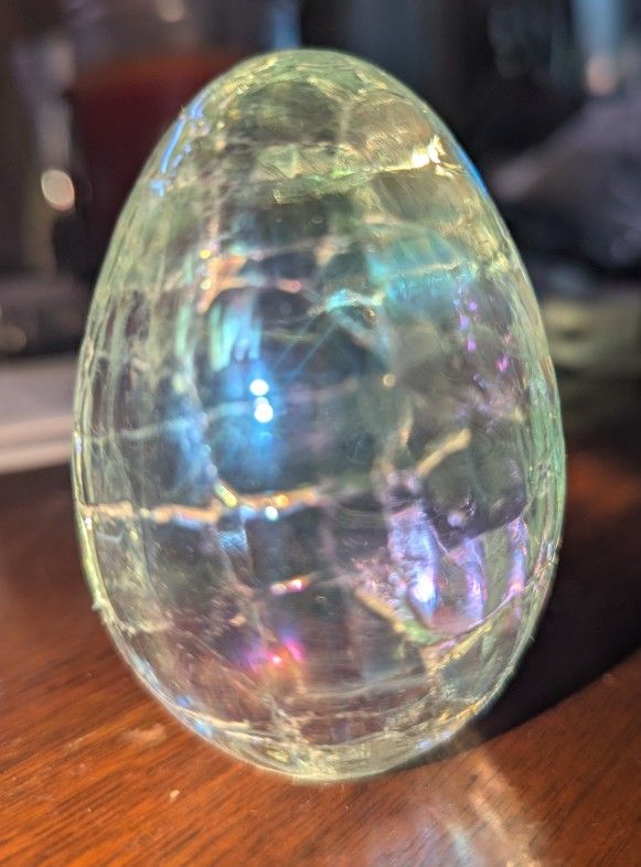 Art Egg With Rainbow Glass 1987 OBG Signed