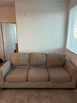 Comfortable 3-Seat Sofa/Couch, Beige – $50