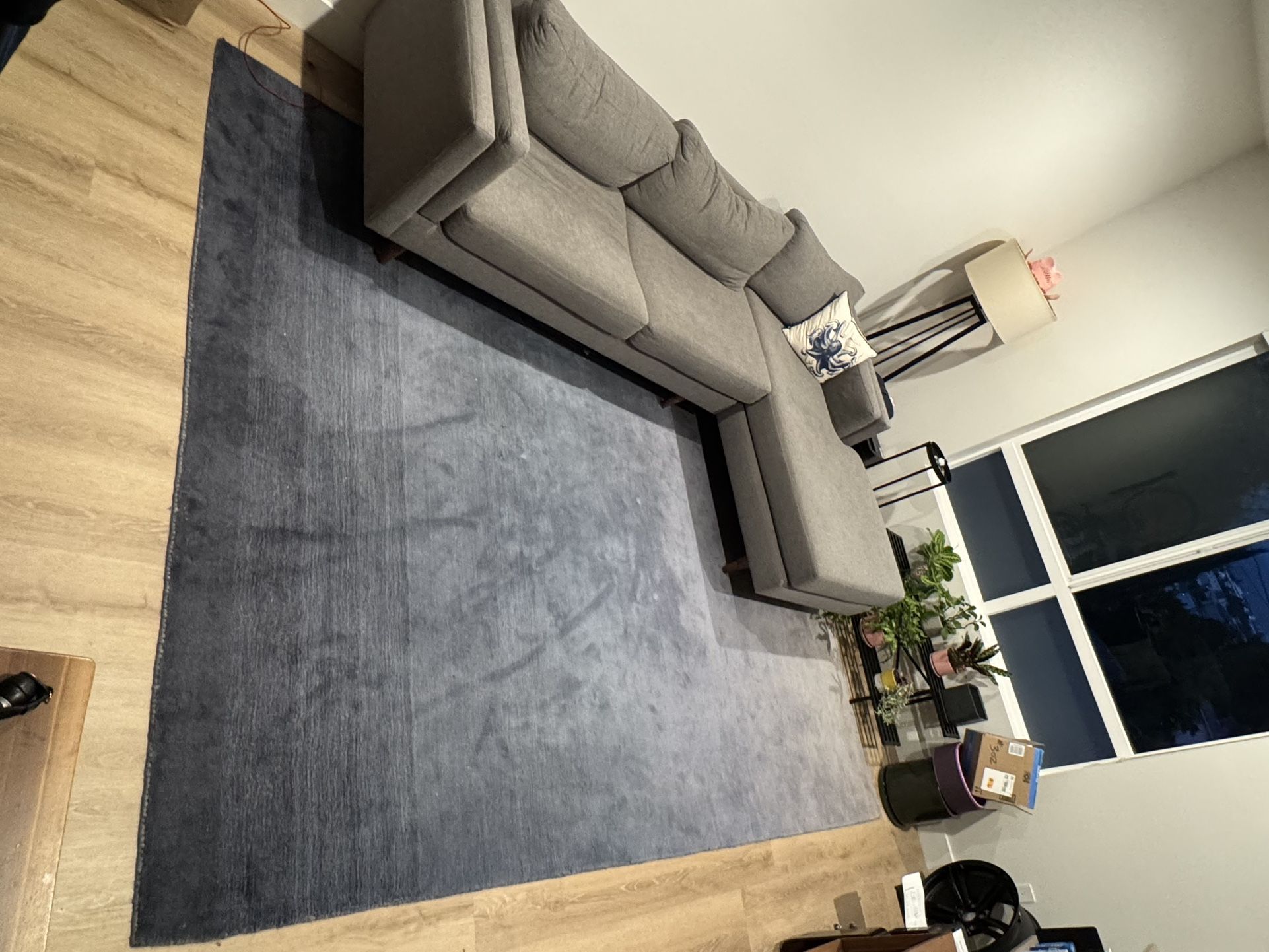 Ombre Blue Handwoven Wool Area Rug ~ 8’ x 11.5’