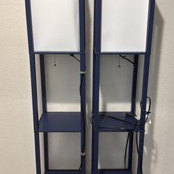 Two Floor Lamps With Shelves