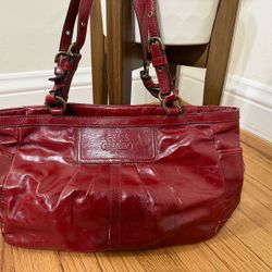 Coach 12730 Dark Red Leather Bag Purse Tote