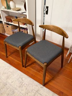 Dining Chairs with Ergonomic Backrest & Comfort Cushion - Walnut/black - 2-Piece