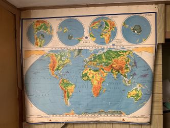 Huge Vintage School Map 5x4 Ft Wall Hanging