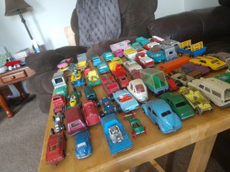 Matchbox car collection with carrying case, 1970's