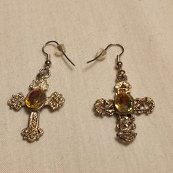 Crystal Cross Earrings