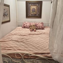 Full White Metal Canopy Bed Frame (Mattress not included)