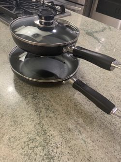 Set de 2ps De sartenes con teflón y tapadera de vidrio