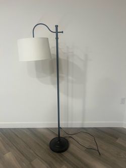 Arc Floor Lamp with White Drum Shade