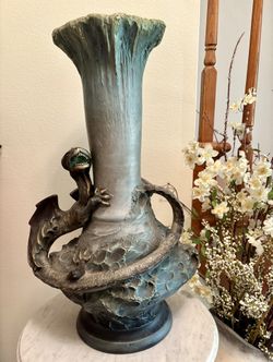 Vintage, Large August Otto  Earthenware Dragon Vase