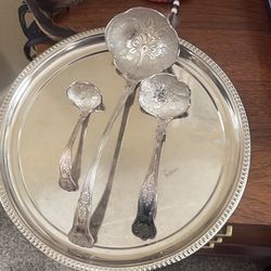 Silver ladles with tray 