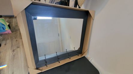Wall Mirror with Coat Hooks
